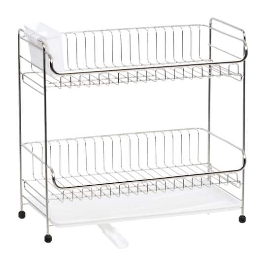 IRIS® 17" Stainless Steel 2-Tier Dish Rack